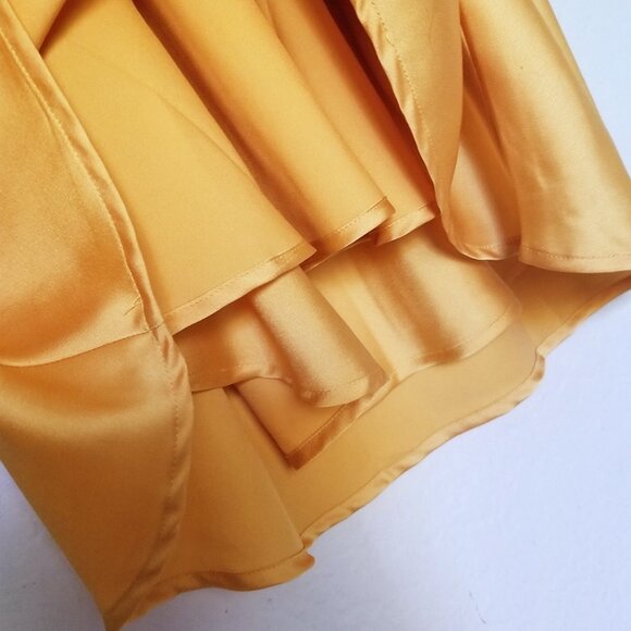 Abercrombie & Fitch Ruched Satin Slip Midi Dress XLP Marigold Dark Yellow $120 - Picture 10 of 16